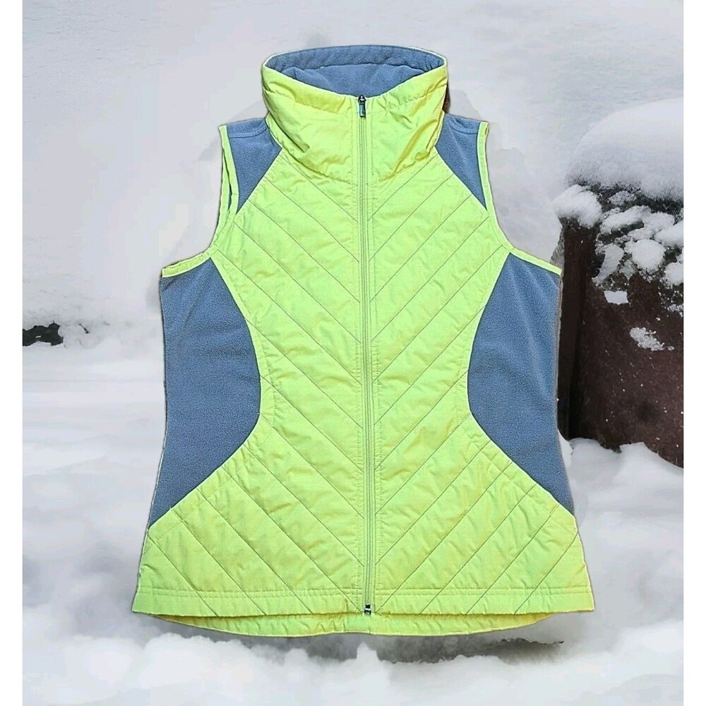 Columbia Women's Quilted Vest Green/Gray Zip Front PocketsLightweight SzM